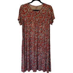 Old Navy Dress Red and Blue Floral Midi